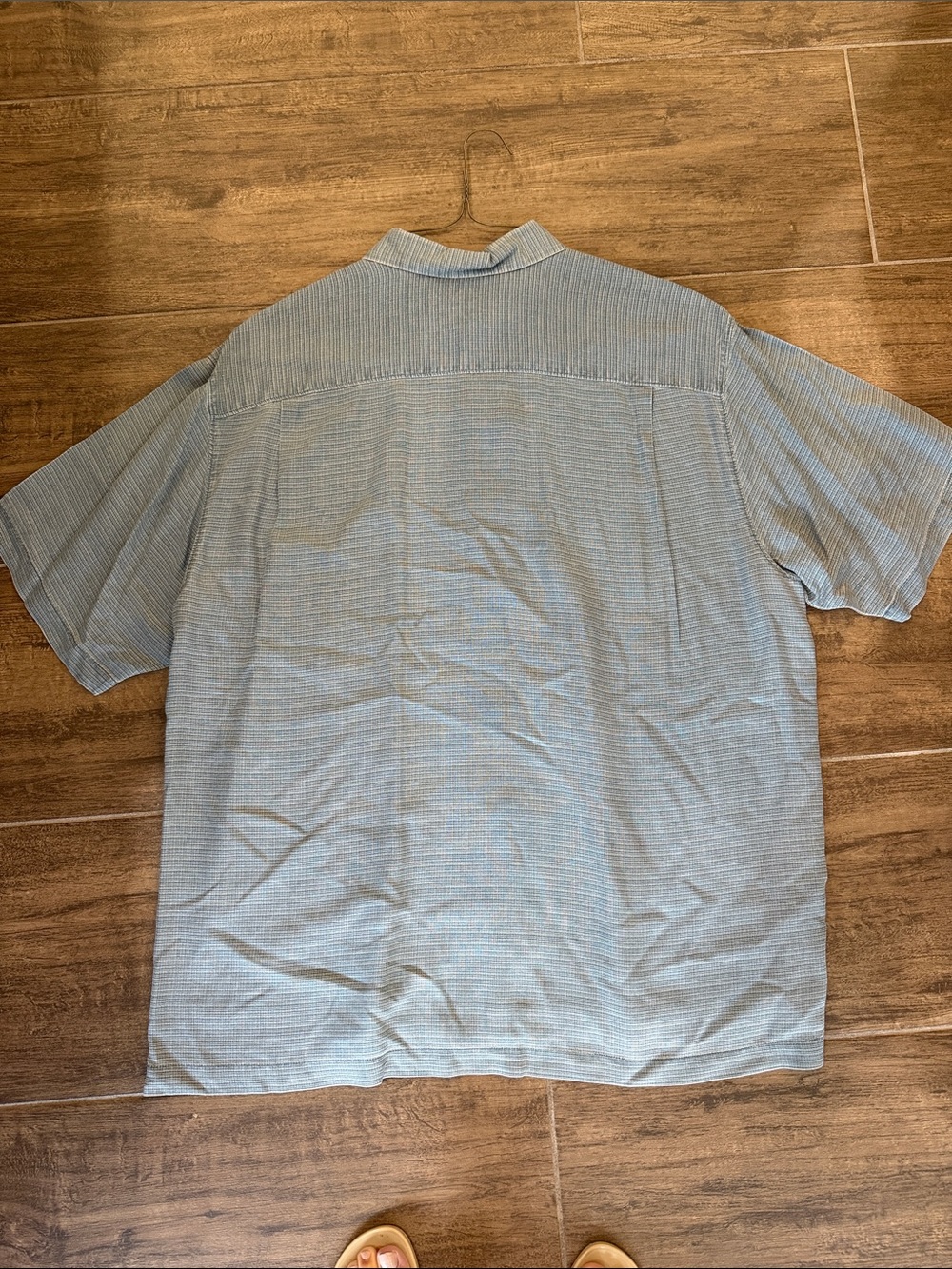 Tommy Bahama Light Blue Floral-Panel Short Sleeve Button-Down - Picture 6 of 6